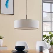 Lindby pendellampa Sebatin, Ø 40 cm, vit, tyg, E27