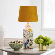 PR Home Li Na bordslampa, guld, Ø 30 cm, keramik, sammet