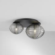 Eco-Light Ripple taklampa, svart/rökgrå, 2-ljus