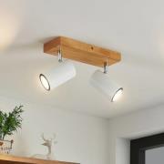 Lindby Maniva takspotlight, 26 cm, 2 lampor, vit, GU10