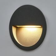 Lucande LED-vägginbyggnadslampa Loya, Ø 11,5 cm, grå, IP54