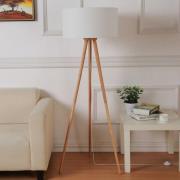 Lindby golvlampa Charlia, vit, trä, höjd 150cm