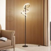 Lucande LED-golvlampa Madu, svart, metall, 160 cm, dimbar