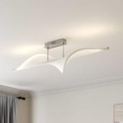 Lucande LED-taklampa Edano, 122 cm, vit, textil, dimbar