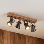 Lindby takspotlight Grandesa, 35 cm, 4 lampor, trä, metall
