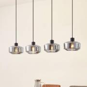 Lindby hänglampa Hildur, 4 lampor, 115 cm, rökgrå, glas