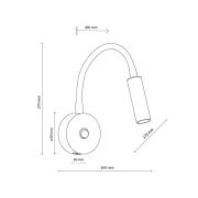 TK Lighting Vägglampa Lagos USB, svart/guld, 27 cm, läslampa, G9