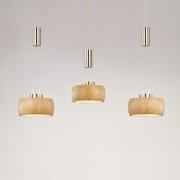 FISCHER & HONSEL LED-hänglampa Shine-Wood, ek/nickel, längd 100 cm 3 l...