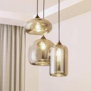 Lindby hänglampa Marla, rundel, glas, rökgrå, 50 cm