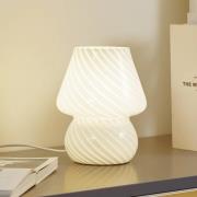 Lindby Andriana bordslampa, gul/vit, glas, Ø 15 cm