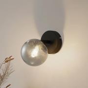 Lindby vägglampa Valentina, grå/svart, glas, Ø 10 cm