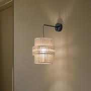 TK Lighting Calisto vägglampa, jute, naturbrun, strömbrytare