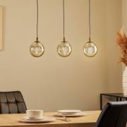 EMIBIG LIGHTING Hänglampa Glassy, 3 lampor, rak, svart, grafit, glas