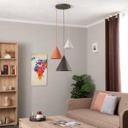 TK Lighting Cono pendellampa, tre ljuskällor, rund, färgstark, blandad...