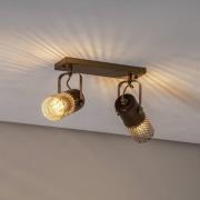 Avonni Taklampa Albrecht antikguld längd 32 cm metall/trä 2fl.