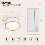 Maytoni LED-taklampa Onda, Ø 12 cm, 3.000K, 19W, vit