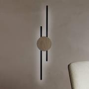TK Lighting LED-vägglampa Java, svart/kotte, 86 cm, 2 lampor, metall