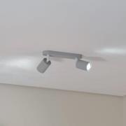 TK Lighting Takspotlight Livia, grå, 35 cm, 2 lampor, metall, GU10
