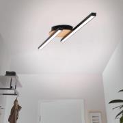 Briloner LED-taklampa Go 2-lampor svart/trädekor linjär