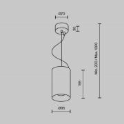 Maytoni LED-hänglampa Efir, guldmatt, Ø 9,5 cm, 25 W, 38°, LED