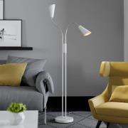 Lucande golvlampa Medira, vit, 2 lampor, justerbar, GU10