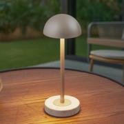 Lindby LED-bordslampa Pippin, guld/travertin, höjd 27cm