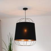 Duolla Lantern Medium hänglampa, svart/guld, tyg, E27