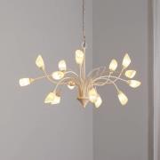 Jupiter Gloriosa pendellampa, glas, kräm, 15 lampor