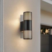 Lindby utomhusvägglampa Lurinda, 2 lampor, svart, Ø10cm