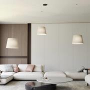 EMIBIG LIGHTING Ascot pendellampa, beige, tyg, 3 lampor, decentraliser...