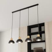 EMIBIG LIGHTING Seco pendellampa, längd 90 cm, svart, metall/trä, 4 la...