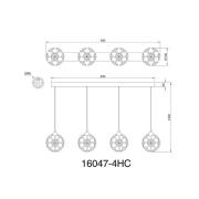 Globo Virina LED-hänglampa, längd 93 cm, transparent, kristall