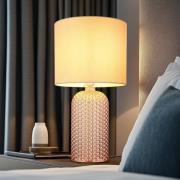 Globo Bordslampa Sofia, krämfärgad, höjd 50 cm, tyg/glas