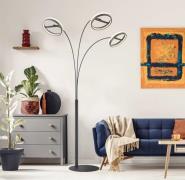Globo LED-golvlampa Della, höjd 190 cm, svart/mörkgrå, 3 lampor.