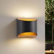 Lindby LED-vägglampa Lenore, svart, metall, 13 cm, IP44