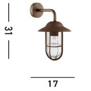 Searchlight Utomhusvägglampa Toronto, rostbrun, IP44, stål, glas, E27