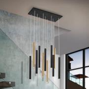 Schuller Valencia LED-hänglampa Varas dimbar, 11 lampor, guld/svart, m...
