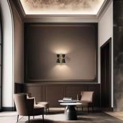 Stilnovo vägglampa Megafono, svart, bredd 33 cm, 4 lampor.