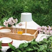 Zafferano Olivia mini batteri bordslampa vit