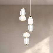 Viokef LED-hänglampa Shiny, Ø 60 cm, klar/vit, glas