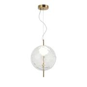 Viokef LED-pendellampa Dalia, klar/guldfärgad, Ø 30 cm, glas