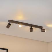 TK Lighting Takspotlight Top, justerbar, brun, 4 lampor linjär