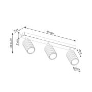 SOLLUX LIGHTING Carbon takspotlight, vit, längd 45 cm, aluminium, 3 la...