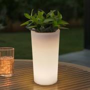 Lindby LED-uppladdningsbar blomvas Florista, RGB, IP54, Ø 12cm, vit