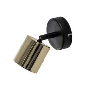 Luminex Spotlight till vägg Demia, svart/mässingsfärgad, 10 cm bred, G...