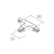 Ivela T-koppling SQUARE 48 V, svart, skyddsledare vänster