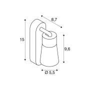 SLV vägglampa Puri 2.0 Cone, grå, bredd 15 cm, metall