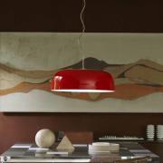 Oluce LED-hänglampa Canopy, Ø 90 cm, röd, aluminium