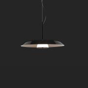 Oluce LED-hänglampa Iride, Ø 55 cm, svart, metall, glas