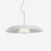 Oluce LED-hänglampa Iride, Ø 85 cm, vit, metall, glas